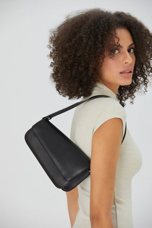 Asymmetric Shoulder Bag - Black