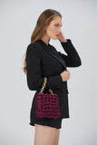 Quilted Satin Handbag - Burgundy