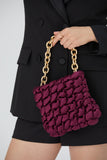 Quilted Satin Handbag - Burgundy