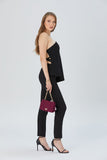 Recycled Quilted Satin Crossbody Bag - Burgundy