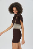 Horizontal Quilt Velvet Crossbody Bag - Beige