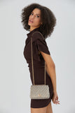 Horizontal Quilt Velvet Crossbody Bag - Beige