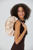 Pleated Satin Shoulder Bag - Champagne