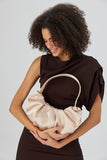 Pleated Satin Shoulder Bag - Champagne