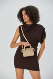 Mini Vegan Leather Crossbody Bag - Beige