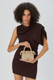 Mini Vegan Leather Crossbody Bag - Beige