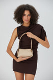 Asymmetric Croc Baguette Bag - Beige