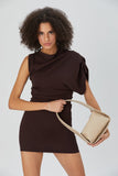 Asymmetric Croc Baguette Bag - Beige