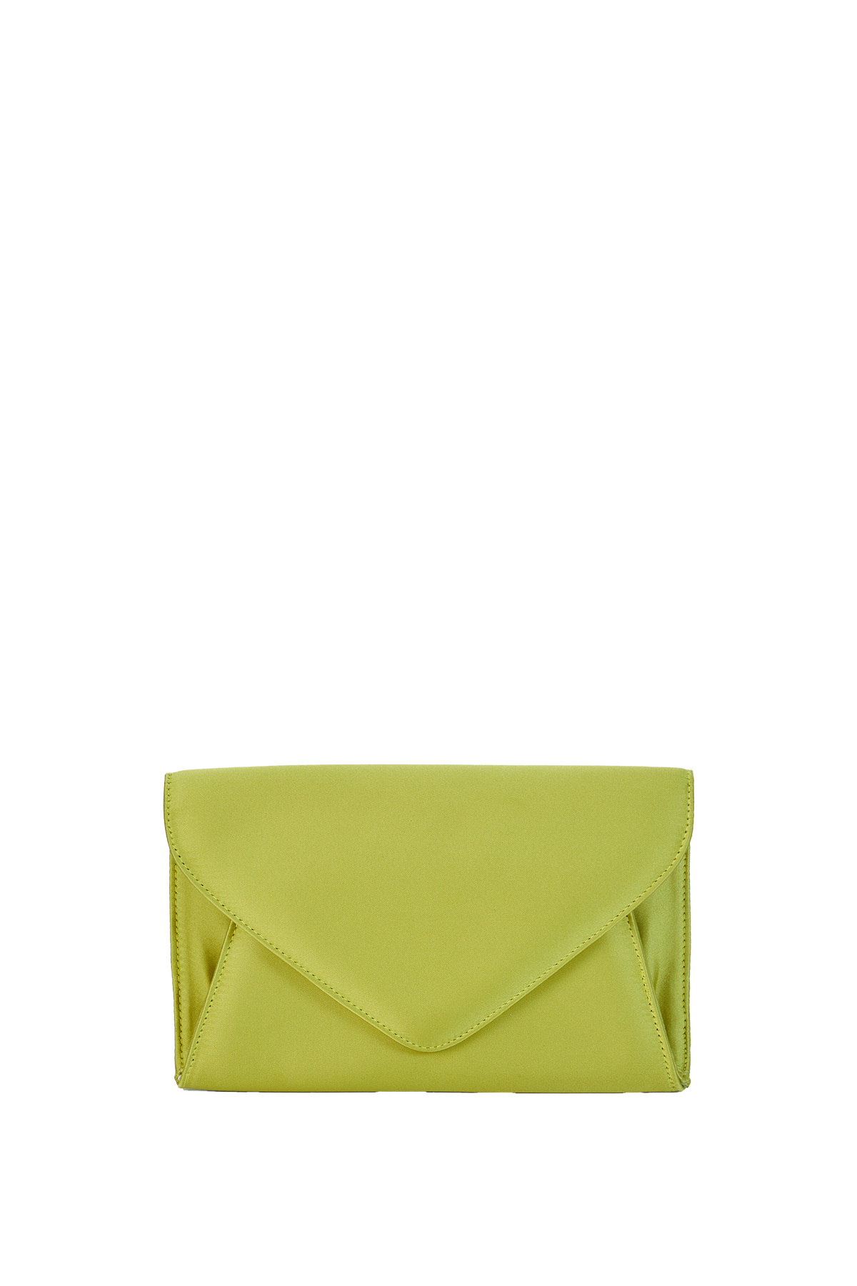 Recycled Satin Clutch Bag - Lime Green