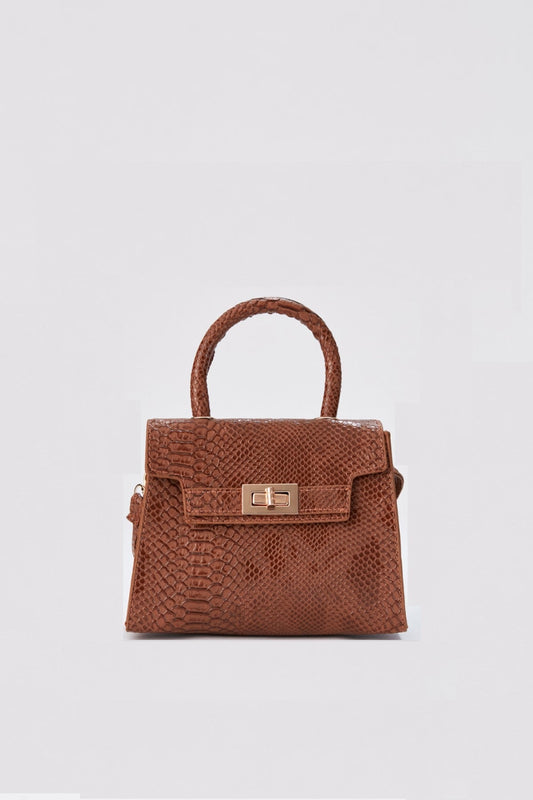Reptile Textured Vegan Grab Bag - Tan