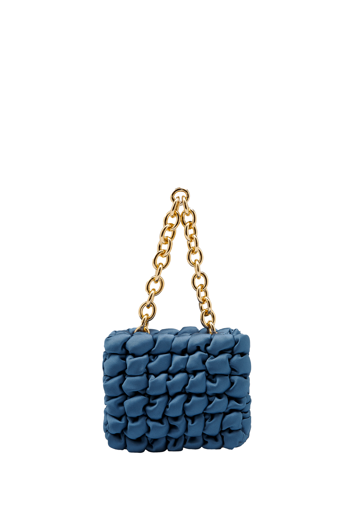 Quilted Satin Handbag - Blue